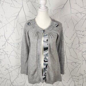 Inca Mama Carmela Pinillos Angora Blend Artsy Print Single Button Cardigan